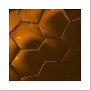 Orange Amber Honeycomb Futuristic Posters and Art